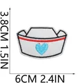 Detail view of nurse cap embroidered patch showing 6cm x 3.8cm dimensions - Nurse Hat Style (C26XZ-055-08)