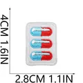 Detailed view of a medicine capsule embroidery patch measuring 4cm by 2.8cm for clothing - Capsules Style (C26XZ-06-06)