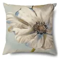Funda de cojín de lino vintage con un diseño artístico de gran flor blanca impresa - Floral Blanco Vintage (15017-4) / Una Pieza (Sin Relleno)