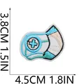 Cartoon medical device embroidery patch detail showing dimensions of 3.8cm x 4.5cm - Medical Device Style (C26XZ-062-04)