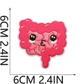 Cute cartoon pink intestine embroidered patch measuring 6cm by 6cm for clothing - Intestines Style (C26XZ-102-01)