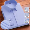 Long sleeve men's business shirt in light blue with stain and wrinkle resistant fabric - 38/S / Tops / Blue Checkered