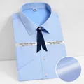 Chemise business bleu clair 100% coton sans repassage pour tenue professionnelle femme - Haut (DF2618)