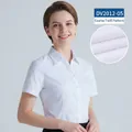 Chemisier professionnel blanc à manches courtes pour femme en tissu sergé à grain grossier - 38 / Hauts / Style Sergé Grossier (DV2012-05) / Blanc