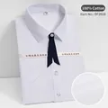 Chemise business blanche élégante pour femmes 100% coton avec nœud papillon noir - Haut (DF2658)
