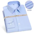 Premium light blue men's long-sleeve cotton dress shirt with non-iron business finish - S (38) / Tops / Blue