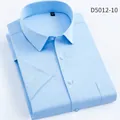 Classic light blue short-sleeved business dress shirt for men in plain weave style - 38 / Tops / Blue Plain Weave (D5012-10)
