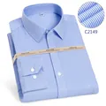 Blue striped 100% cotton non-iron long sleeve business dress shirt for men - 38/S / Tops / Blue Wide Stripe