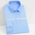 Light blue women's high-stretch long sleeve bamboo fiber non-iron formal office shirt - 35/S / Tops / Blue