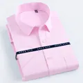 Premium men's pink short-sleeve business dress shirt featuring wrinkle-resistant cotton fabric - 38 / Tops / Pink Plain Weave (D5012-09)