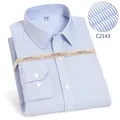 Men's non-iron 100% cotton long-sleeved business shirt with blue and white stripes - 38/S / Top (C2143) / Fine Blue Striped