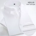 Professional white short-sleeved business shirt with a detailed fine twill texture - 38 / Tops / White Fine Twill