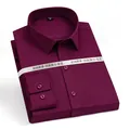 Premium men's slim fit long sleeve business dress shirt in elegant wine red color - Burgundy