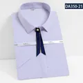 Short-sleeve purple striped bamboo fiber shirt for professional women in business style - 35/S / Tops / Purple Striped (DA350-21)