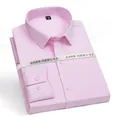 Slim fit pink men's long-sleeve professional dress shirt in non-iron stretch fabric - Pink