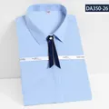 Blue striped bamboo fiber professional women's shirt with navy bow tie accessory - 35/S / Tops / Light Blue Striped (DA350-26)