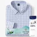 Camicia a quadretti blu e bianchi da uomo in 100% cotone, vista piegata per SKU - Taglia S / Top / Quadri Grigio Blu (7006)