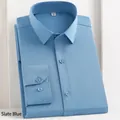 Men's bamboo fiber stretch dress shirt in a professional blue-gray finish for business. - 38 / Tops / Blue Gray