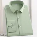 Premium stretch bamboo fiber men's business formal shirt in elegant mung bean green - 38 / Tops / Bean Green