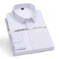 Premium men's slim fit stretch non-iron long-sleeved white dress shirt for business. - 38 / Tops / White