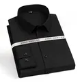 Men's black slim fit long sleeve stretch non-iron business dress shirt for office - 38 / Tops / Black