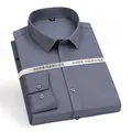 Elegant grey slim fit men's long sleeve business formal shirt with stretch fabric - Gray