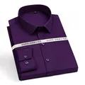 Premium purple long sleeve business dress shirt for men with slim fit and non-iron finish - Deep purple