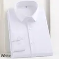 Professional men's white long-sleeve bamboo fiber dress shirt for business formal wear - 38 / Tops / White