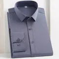 Folded grey bamboo fiber stretch dress shirt for professional business wear - 38 / Tops / Gray