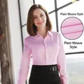 Chemise professionnelle rose à manches longues pour femme, coupe cintrée et lisse - 38 / Haut (V1012-09 Armure Toile) / Rose