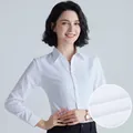 Chemise professionnelle blanche à manches longues ajustée avec texture en sergé épais - 38 / Haut (V1012-05 Sergé Grossier) / Blanc