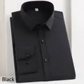 Premium men's formal business bamboo fiber dress shirt in a solid black color - 38 / Tops / Black
