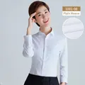 Chemise blanche professionnelle à manches longues pour femmes, coupe cintrée, armure toile - 38 / Haut (1001-08) / Blanc Grain Lisse
