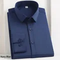 Professional navy blue bamboo fiber stretch shirt for men, comfortable non-iron formal wear - 38 / Tops / Navy Blue