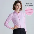 Chemisier professionnel rose à manches longues coupe ajustée en tissage uni classique - 38 / Haut (1001-09) / Rose Grain Lisse