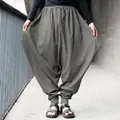 Locker sitzende Haremshose für Herren in Dunkelgrau im Vintage-Stil mit Gummizug - S / Unterteile / Grau