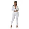 Elegante witte tweedelige set met V-hals peplum top en nauwsluitende potloodbroek - S / Boven- En Onderstuk / Wit