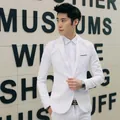 Abito bianco da uomo slim fit con blazer casual dal moderno stile coreano alla moda - Taglia M / Top E Pantaloni / Bianco