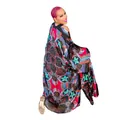 Vibrant bohemian floral printed loose kimono cardigan with long sleeves for women - One Size / Tops / Black with Floral