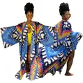 Detailed view of bohemian printed long kimono cardigan with vibrant ethnic patterns - One Size / Tops / Purple Blue Tie Dye