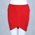 Vibrant red bandage mini skirt featuring a stylish cross-wrap bodycon fit for women - S / Bottom (31327) / Red