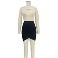 Elegant black high waist bandage bodycon mini skirt for women shown on a tailor dummy - L / Bottom (31327) / Black