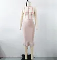 Elegant nude bandage mermaid skirt featuring a high waist and feminine ruffle hem detail - S / Bottoms (1761) / Apricot