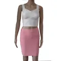 Elegant women's two-piece bandage set featuring a white crop top and pink bodycon mini skirt - XS / Bottom (31324) / Pink