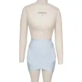 Elegant light blue bandage mini skirt for women, bodycon style shown on a mannequin - S / Bottom (31327) / Sky Blue