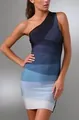 Vestido bandage elegante de un hombro en degradado azul con ajuste ceñido al cuerpo - L / Vestidos / Azul Fotocromático
