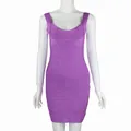 Elegante vestido corto ajustado bandage morado sin mangas para mujer, ropa de fiesta chic. - XS / Vestidos / Violeta Claro (1047)