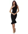 Elegante vestido vendaje negro de un solo hombro con dobladillo de sirena para mujer. - XS / Vestido de una Manga con Cola de Pez (1941) / Negro