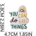 Écusson brodé de motivation avec texte You Can Do Hard Things et arc-en-ciel - Style de Citation Inspirante 10 (W25HD-068-10)