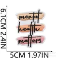 Vue macro des détails de broderie Mental Health Matters montrant les coutures et tailles - Style de Citation Inspirante 14 (W25HD-09-14)